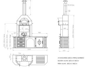 Avangarde Fırınlı [ 220 cm - Granit Evyeli ] Barbekü
