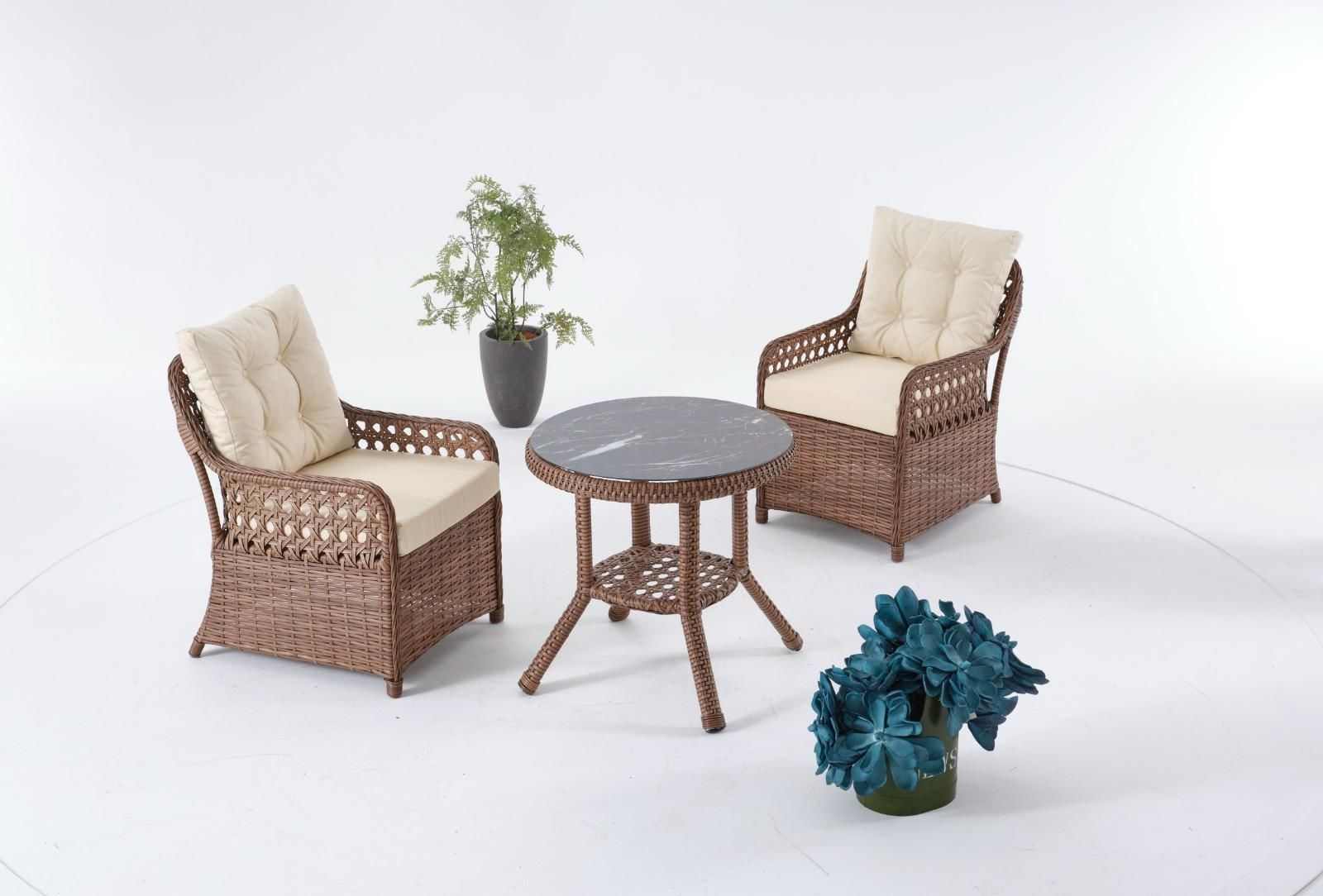 Begonya ⌀70 Oval Masa Takımı | 2 Sandalye