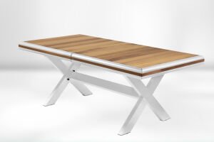 Alüminyum İroko Bahçe Yemek Masası BEYAZ - 100x200