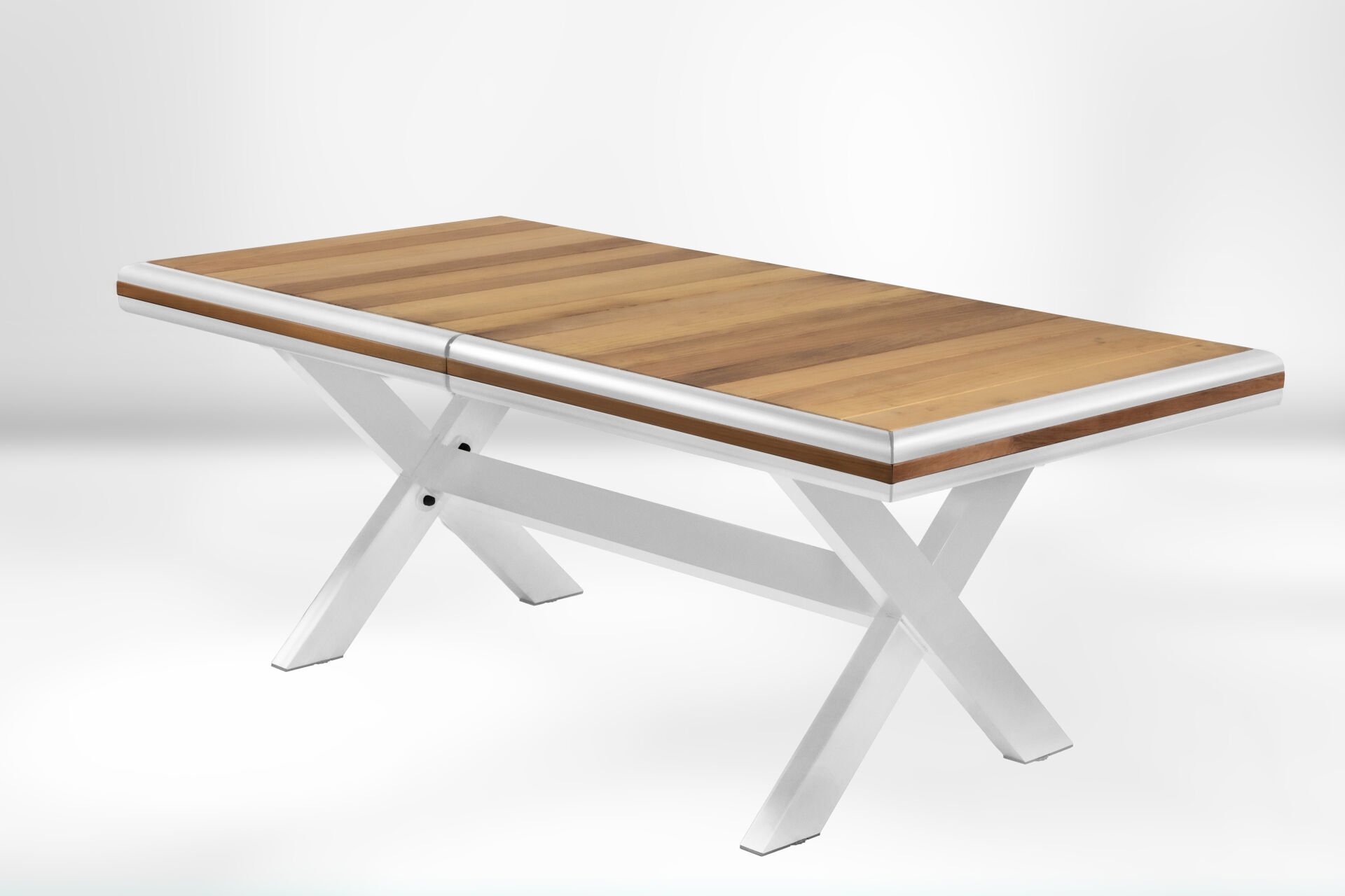 Alüminyum İroko Bahçe Yemek Masası BEYAZ - 80x140